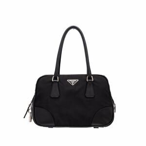 PRADA Tessuto Nylon Triangle Logo Bauletto Bag Black Vintage Y2K RARE